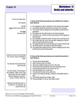 Worksheet 11 - verbs and adverbs *