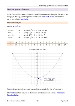 Sketching quadratic functions booklet