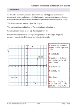 Cartesian coordinates and straight lines booklet