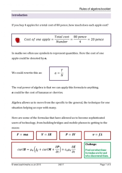 Rules of algebra booklet