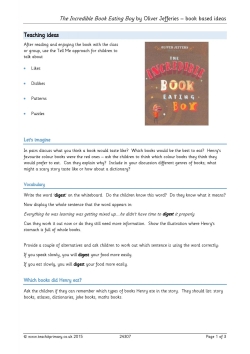 'The Incredible Book Eating Boy' by Oliver Jeffers – book based ideas