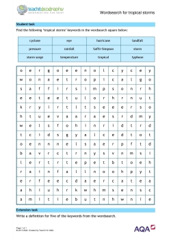Wordsearch for tropical storms