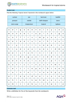 Wordsearch for tropical storms