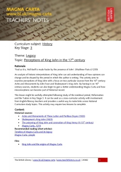 Perceptions of King John in the 17th century