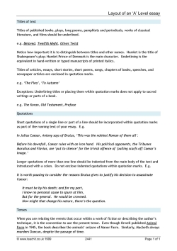 Layout of an 'A' Level essay Layout of an 'A' Level essay