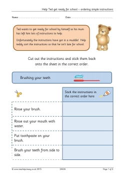 Help Ted get ready for school – ordering simple instructions