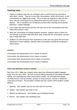 Grice's Maxims role plays