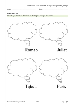 Romeo and Juliet character study – thoughts and feelings