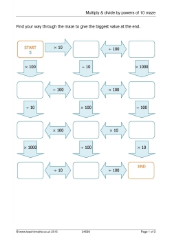 Multiply & divide by powers of 10 maze Multiply & divide by powers of 10 maze