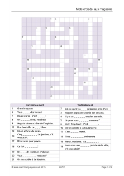 Mots croisés: aux magasins