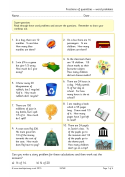 Fractions of quantities – word problems