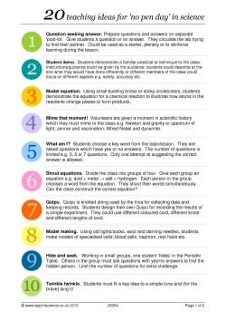 20 teaching ideas for 'no pen day' in science