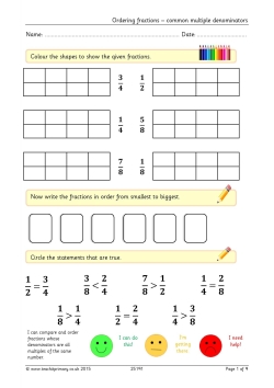 Ordering fractions – common multiple denominators