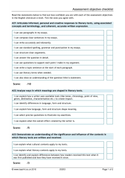 Assessment objective checklist Assessment objective checklist