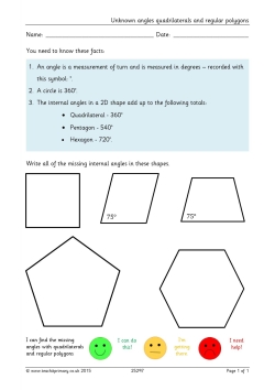Unknown angles quadrilaterals and regular polygons
