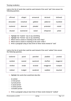 Varying vocabulary Varying vocabulary