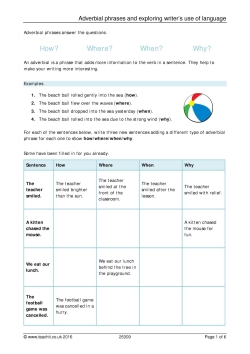 Adverbial phrases and exploring the writer's use of language Adverbial phrases and exploring the writer's use of language