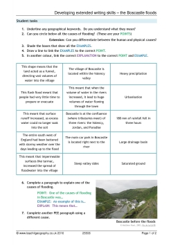 Developing extended writing skills – the Boscastle floods