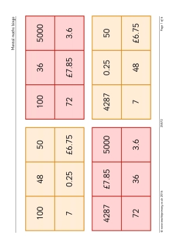 Mental maths bingo (Year 4)