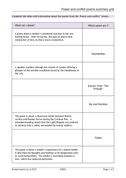 Power and conflict poems summary grid Power and conflict poems summary grid