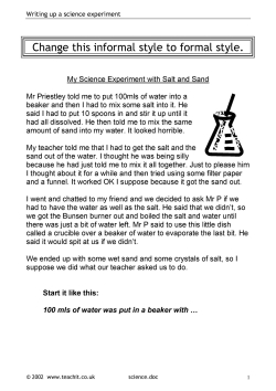 Formal writing styles ~ writing up a science experiment