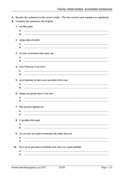 Family relationships: scrambled sentences Family relationships: scrambled sentences
