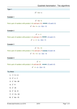 Quadratic factorisation - Two algorithms