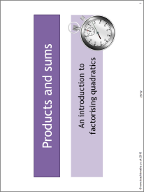 Quadratic factorisation - starter