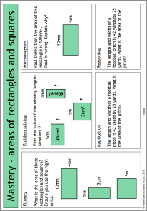 Mastery - areas of squares and rectangles Mastery - areas of squares and rectangles