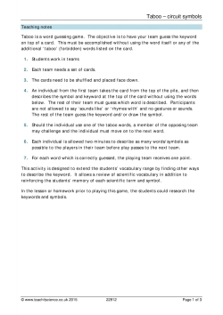 Taboo – circuit symbols Taboo – circuit symbols