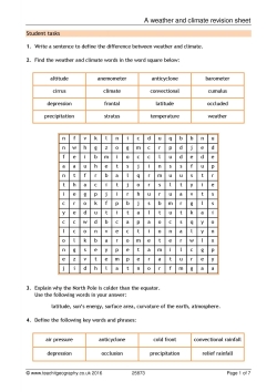 A weather and climate revision sheet A weather and climate revision sheet