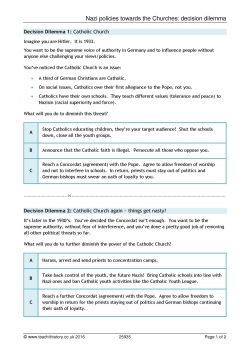 Nazi policies towards the Churches: decision dilemma