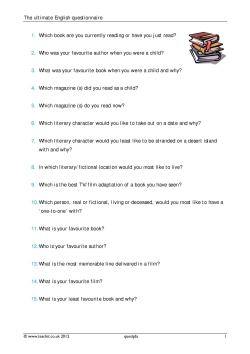 The ultimate English questionnaire
