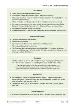Terms of the Treaty of Versailles Terms of the Treaty of Versailles