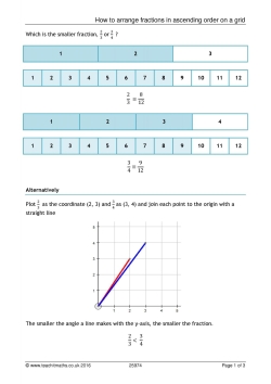 How to arrange fractions in ascending order on a grid