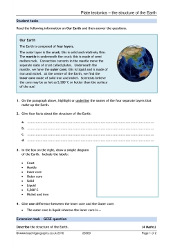 Plate tectonics – the structure of the Earth