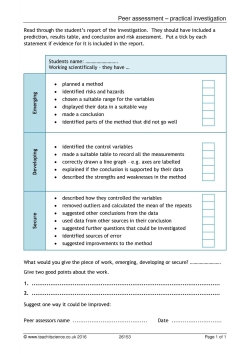Peer assessment – practical investigation