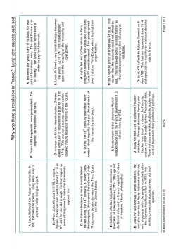Why was there a revolution in France? Long term causes card sort