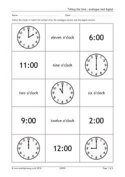 Telling the time - analogue and digital