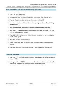 Comprehension questions and structure: 'The Danger of a Single Story'
