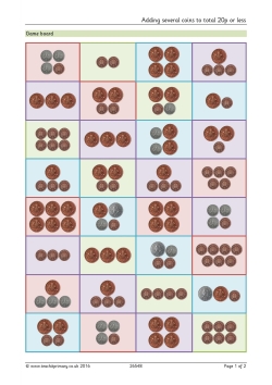 Adding several coins to total 20p or less