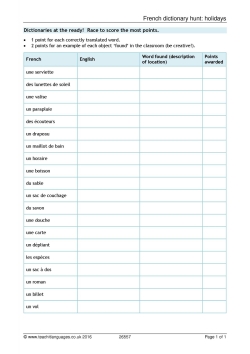 French dictionary hunt: holidays
