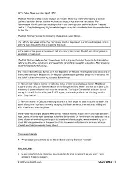 Clue sheets for 'The Speckled Band'