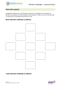 Mumbai's challenges - a Diamond 9 activity