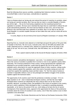 Stalin and Stalinism: a source-based exercise