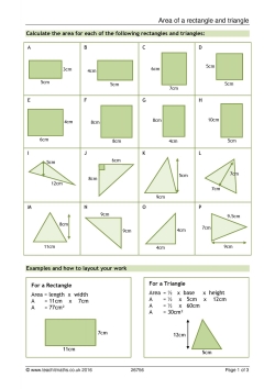 Areas of rectangles and triangles