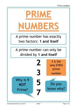Prime numbers poster Prime numbers poster