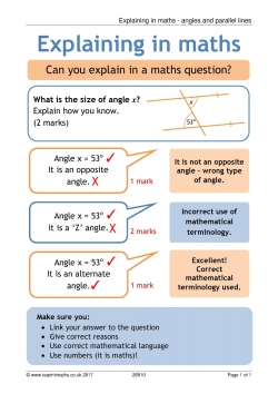 Explaining in maths poster - angles and parallel lines