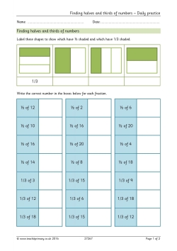 Finding halves and thirds of numbers