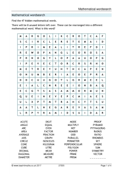 Mathematical wordsearch